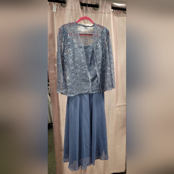 Sz 12 NWT  Dusty blue Mother of Bride dress with Jacket A - Picture 1 of 3